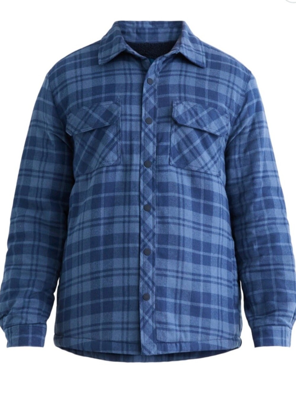 New George Men's Medium Fleece Lined Flannel Shirt Jacket